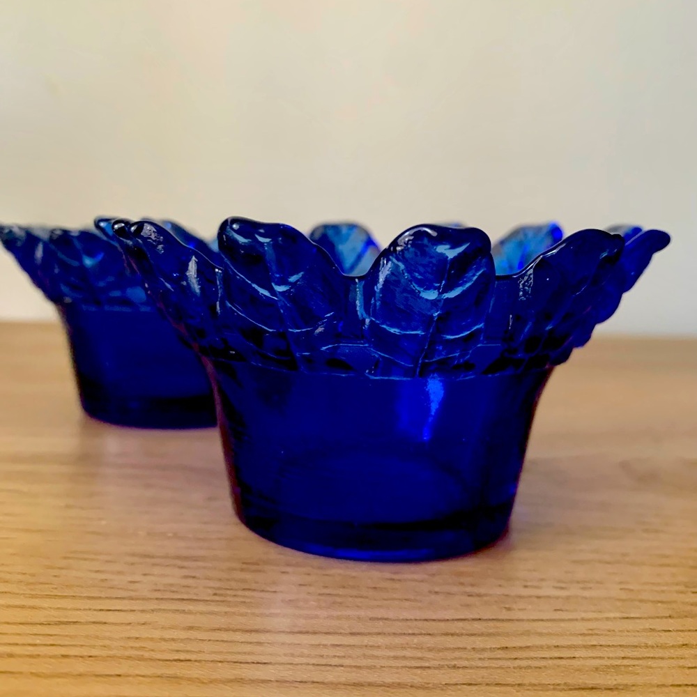 Set Of 2 Cobalt Blue Small Bowl /Candle Holder